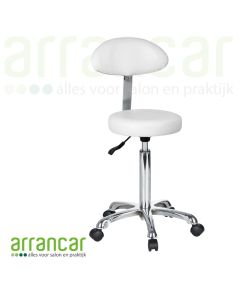 Tabouret rondzit met rugleuning in wit