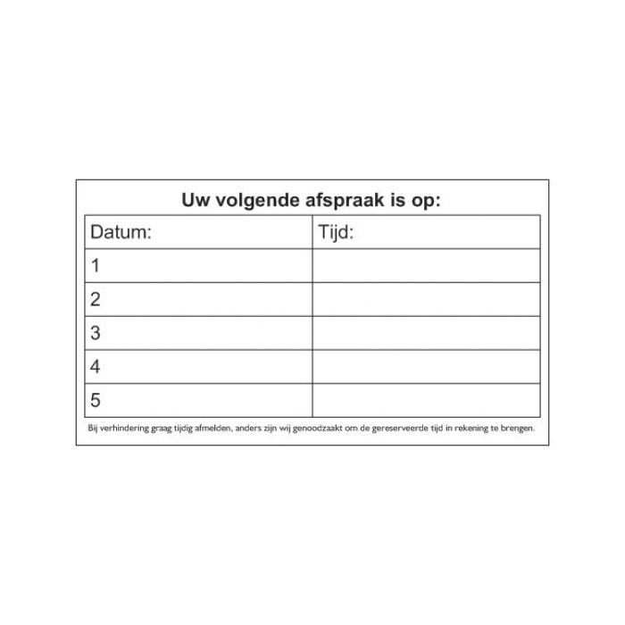 Afsprakenkaartjes 13, 50st