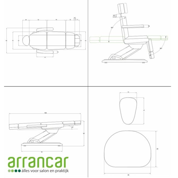 Behandelstoel Serenza - 4 motoren + heating antraciet