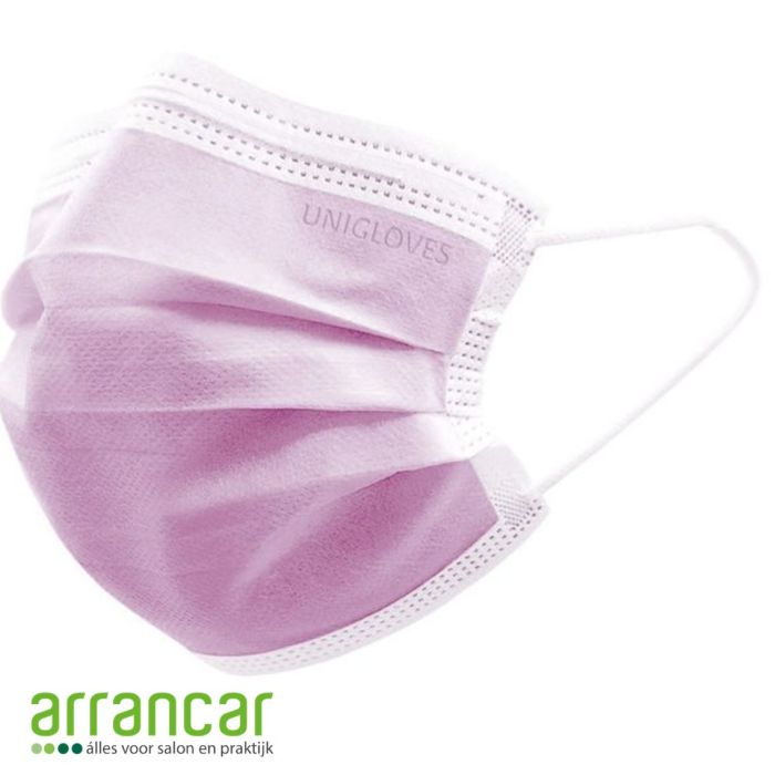 Unigloves Mondmasker IIR 3 laags roze 50st