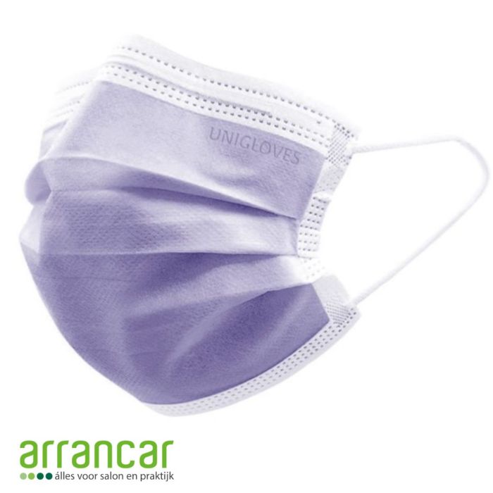 Unigloves Mondmasker IIR 3 laags paars 50st