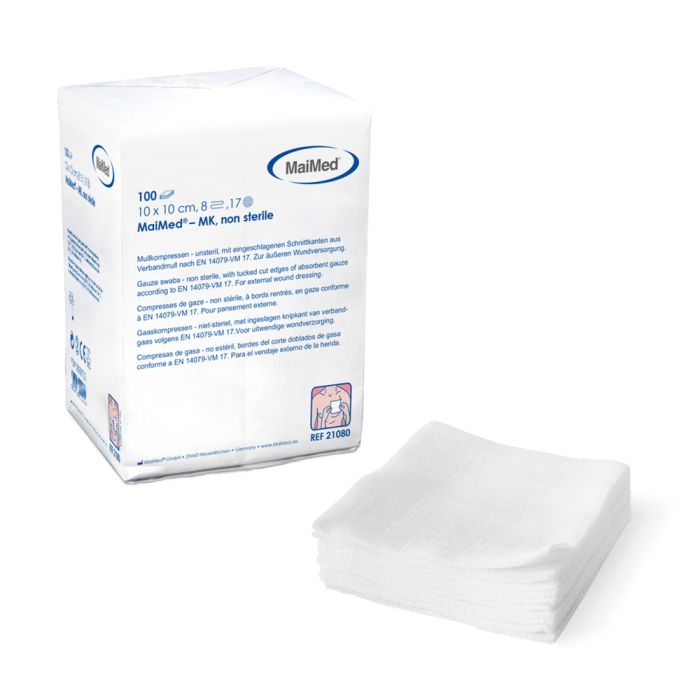 Gaaskompressen, niet-steriel 8-laags 10x10cm, 100st