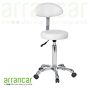 Tabouret rondzit met rugleuning in wit