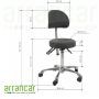 Tabouret rond met rug 1025B grijs