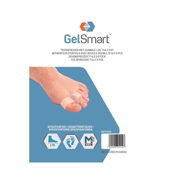 GelSmart Teenspreider met dubbele lus T1&2, 3st