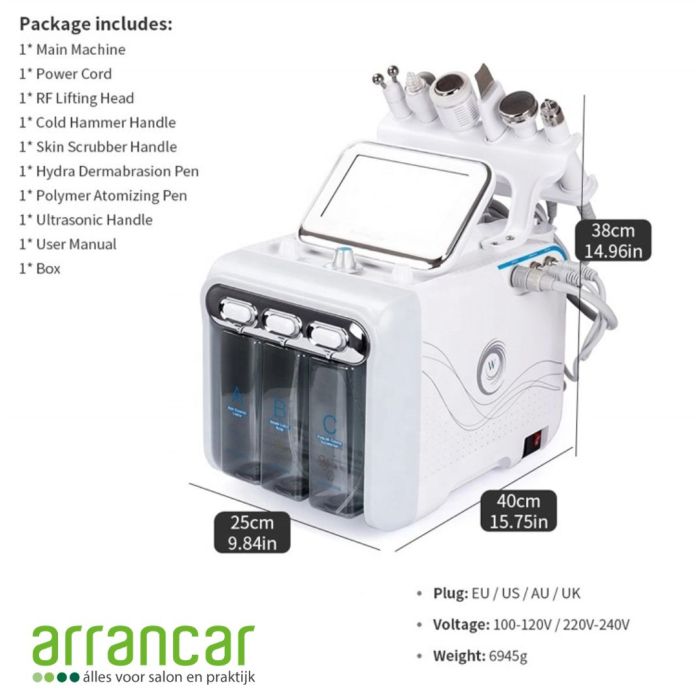 Hydrodermabrasie combi apparaat 6-in-1 incl. pakket