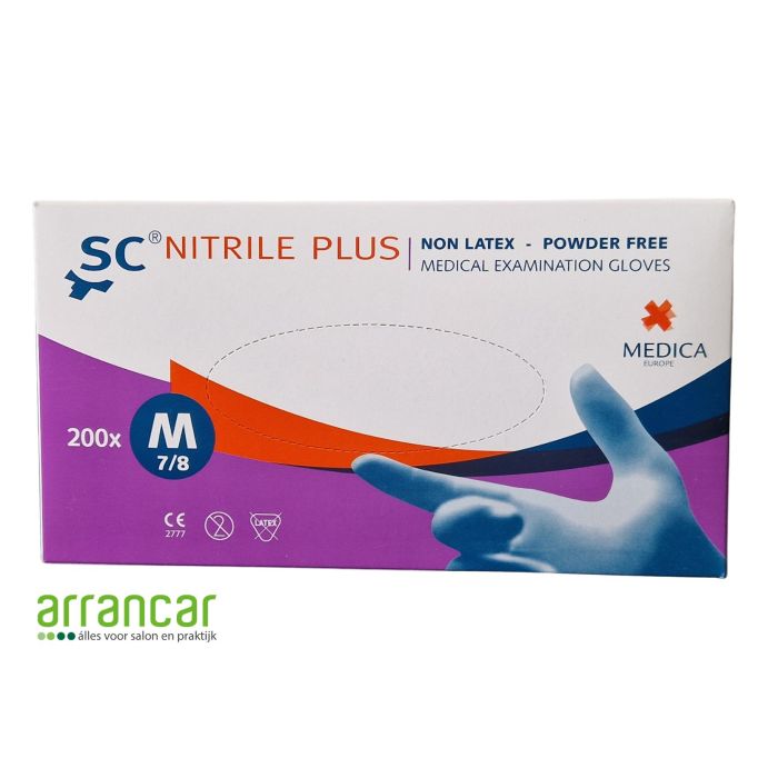 SC nitrile Plus handschoenen poedervrij blauw M, 200st