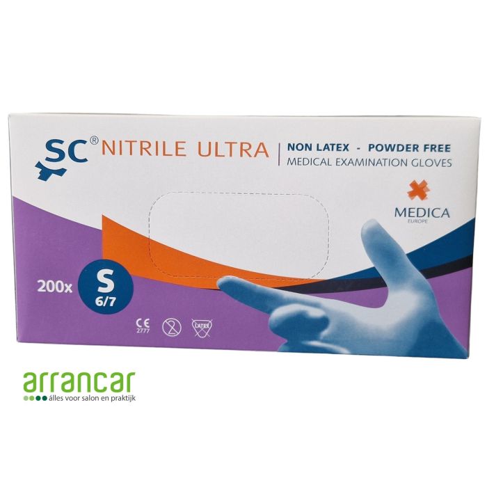 SC nitrile Ultra handschoenen poedervrij blauw S, 200st