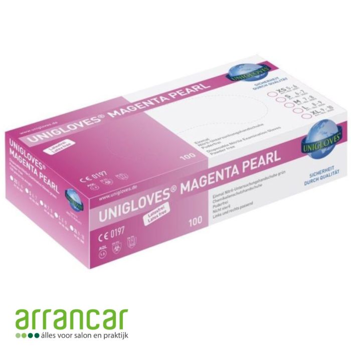 Unigloves handschoenen magenta pearl nitril M 100st