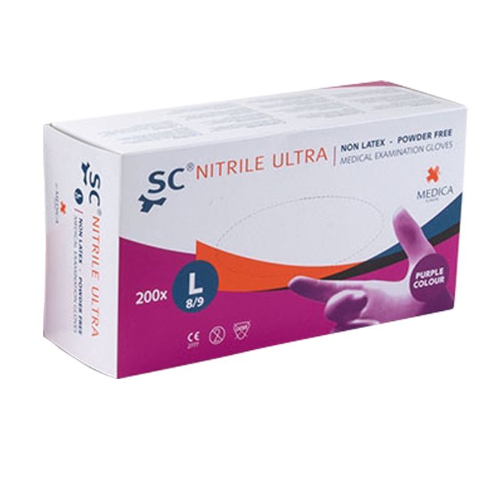 SC nitrile Ultra handschoenen poedervrij paars L, 200st