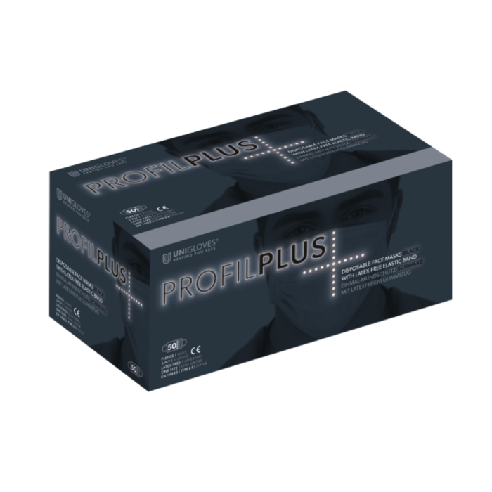 Unigloves Mondmasker IIR 3 laags zwart 50st
