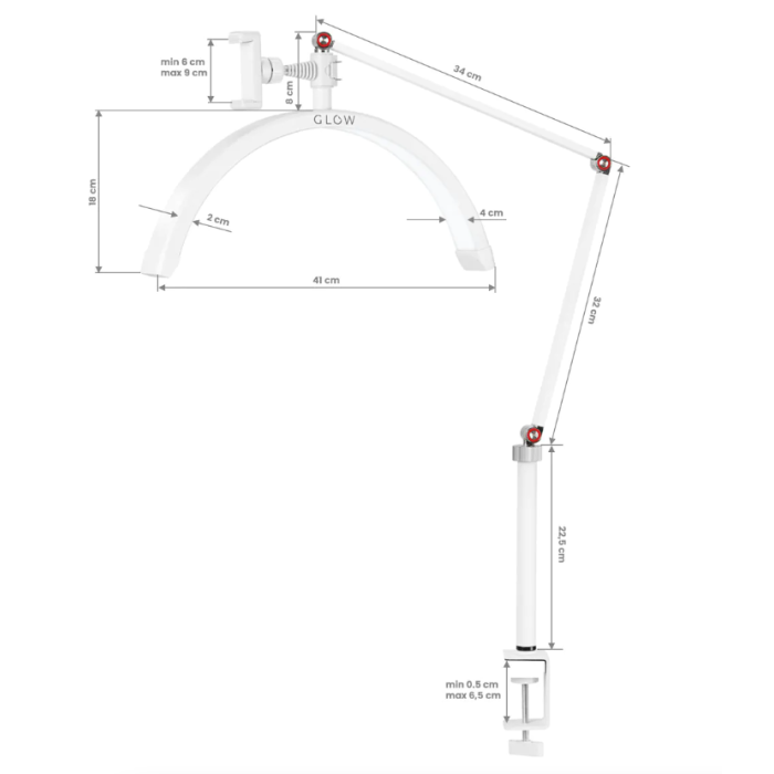 LED Glow lamp tafelmodel wit M3X (41cm)