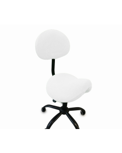 Badstof hoes voor werkstoel/zadelzit/tabo met rugleuning Wit